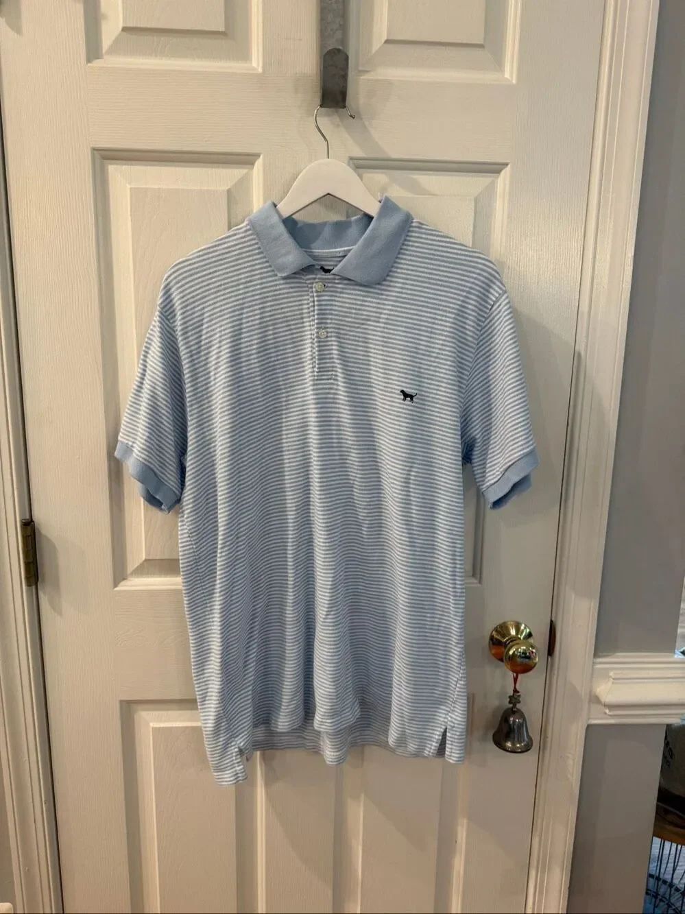 Simply Southern Baby Blue & White Striped Polo Shirt sz XL EUC